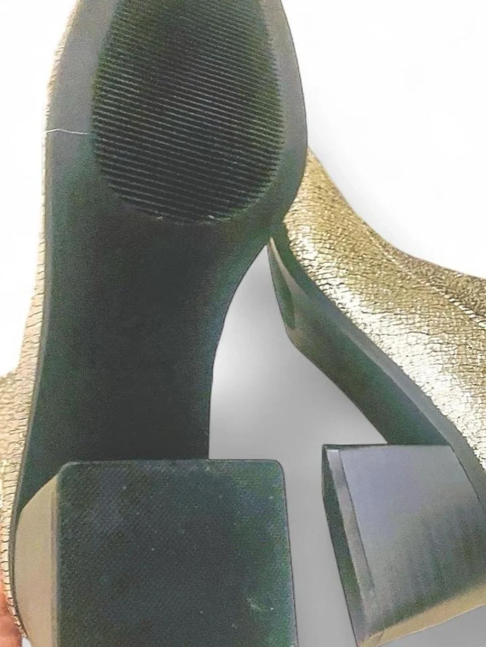 Katy Perry Lolette Gold Metallic Stretch Ankle Block Heel Square Boots NWOB 7.5